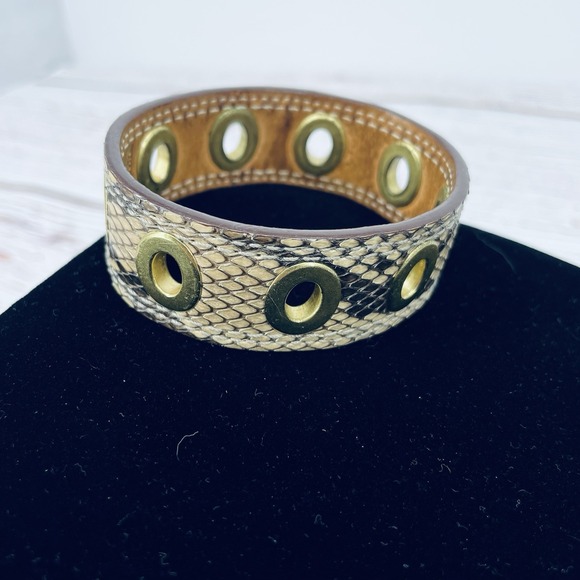 Coach  Leather Cuff Bracelet With Gold Grommets Made in Spain - Picture 12 of 12